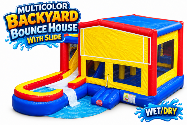 R122 - Multicolor Backyard Bounce House With Slide R122 - Multicolor Backyard Bounce House With Slide