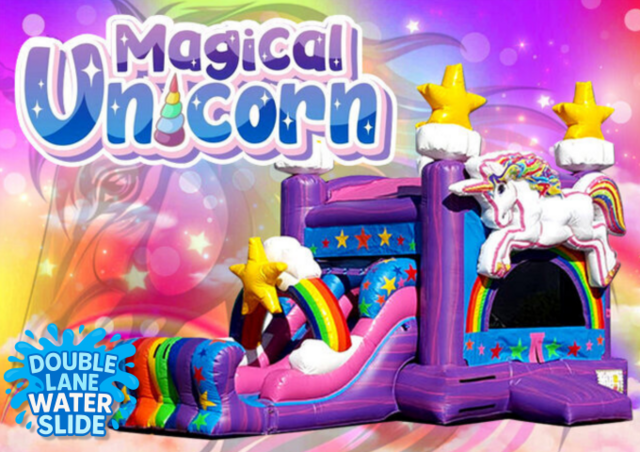 R111 - Magical Unicorn Bounce House With Double Lane Slide (Wet or Dry) R111 - Magical Unicorn Bounce House With Double Lane Slide (Wet or Dry)