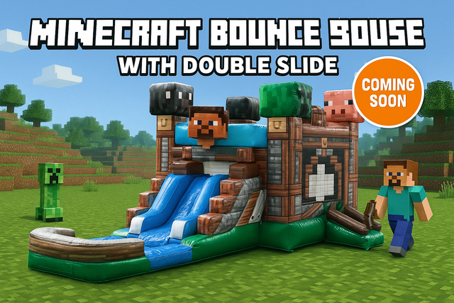 Minecraft Bounce House with Double Slide Minecraft Bounce House with Double Slide