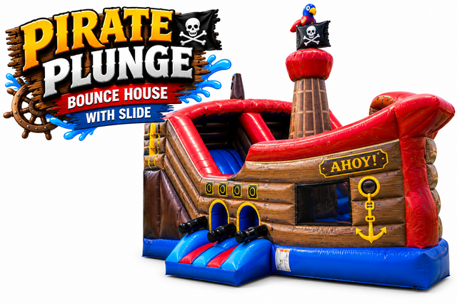 R106 - The Pirate's Plunge Bounce House With Slide Inside R106 - The Pirate's Plunge Bounce House With Slide Inside