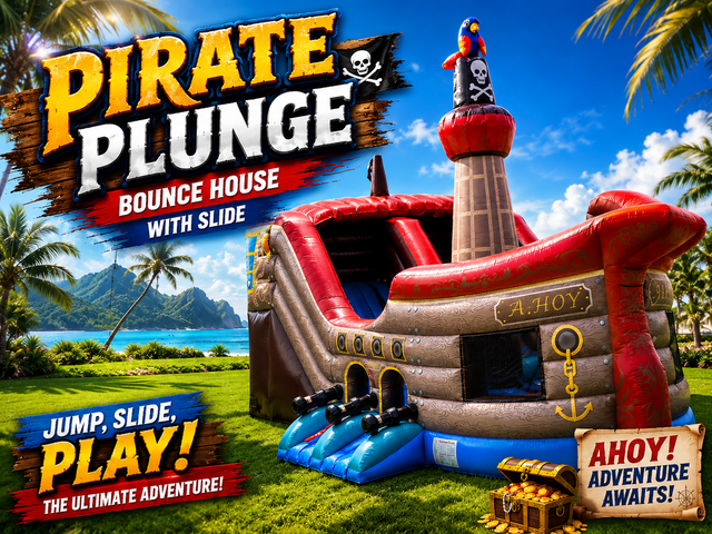 R106- The Pirate's Plunge Bounce House With Slide Inside R106- The Pirate's Plunge Bounce House With Slide Inside