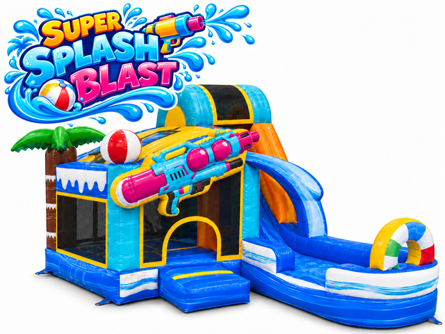 Super Splash Blast Bounce House With Slide Wet/Dry Super Splash Blast Bounce House With Slide Wet/Dry