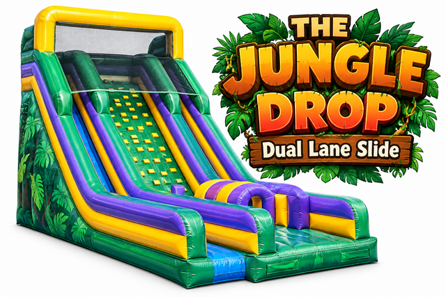 R110 - 24Ft The Jungle Drop โ Dual Lane Inflatable Slide R110 - 24Ft The Jungle Drop โ Dual Lane Inflatable Slide