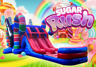 R117 - The Sugar Rush Bounce House With Double Lane Slide (Wet or Dry)<p><strong><span style='color: #ff00ff;'>Watch Video Inside</span></strong></p>