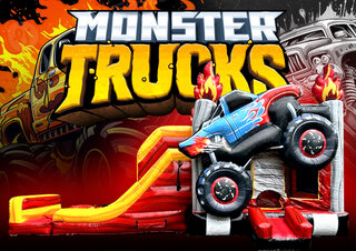 R81 - Monster Truck Bounce House With Double Lane Slide (Wet & Dry)