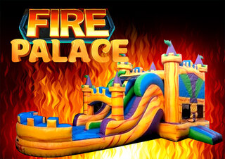 R102 - The Fire Palace Bounce House With Double Lane Slide
