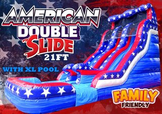 R88 - 21Ft  All American Double Slide with XL Pool (Family Friendly) WET/DRY <p><strong><span style='color: #ff00ff;'>Watch Video Inside</span></strong></p>