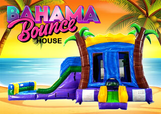 R112 - Bahama Bounce House With Double Lane Slide (Wet & Dry) <p><strong><span style='color: #ff00ff;'>Watch Video Inside</span></strong></p>