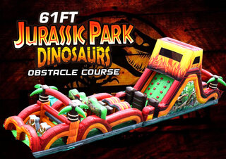 61'JURASSIC PARK DINOSAUR OBSTACLE COURSE w/ Slide (B and C)