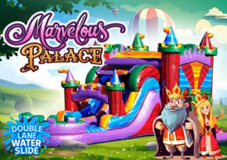 <p style='text-align: center; font-family: Arial, sans-serif;'>
<span style='font-size: 22px; font-weight: bold; color: #ff6600;'>
Marvelous Palace Bounce House With Double Lane Slide
</span><br>
<span style='font-size: 14px; font-weight: bold; color: #0080ff;'>
🎥 Watch the video below! – Wet/Dry – R19
</span>
</p>