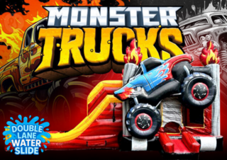 <p style='text-align: center; font-family: Arial, sans-serif;'>
<span style='font-size: 22px; font-weight: bold; color: #ff6600;'>
Monster Truck Bounce House With Double Lane Slide
</span><br>
<span style='font-size: 14px; font-weight: bold; color: #0080ff;'>
🎥 Watch the video below! – Wet/Dry – R81
</span>
</p>