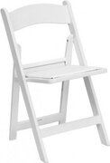 R51/52 - White Resin Folding Chairs with White Vinyl Padded Seat