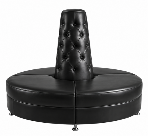 Luxury Black Circular Banquette Lounge with Tufted Center Column Luxury Black Circular Banquette Lounge with Tufted Center Column