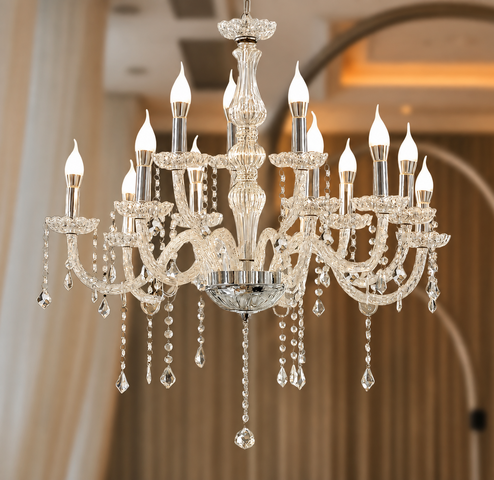 2 Tier Crystal Chandelier with 15 LED Candle Bulbs 2 Tier Crystal Chandelier with 15 LED Candle Bulbs
