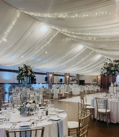 White Poly Sheer Ceiling Draping White Poly Sheer Ceiling Draping