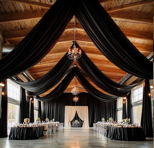 Black Backdrop Ceiling Drape 10’ x 50’ Black Backdrop Ceiling Drape 10’ x 50’