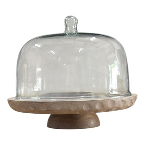 Wood Cake and Dessert Stand with Dome Wood Cake and Dessert Stand with Dome