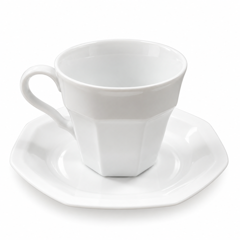 White Geometric Cup and Saucer White Geometric Cup and Saucer