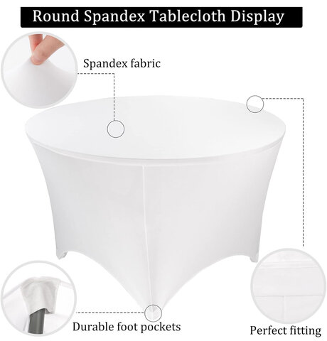 Round Spandex White 60” Tablecloths Round Spandex White 60” Tablecloths