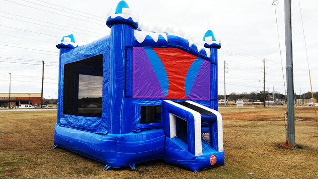 Blue, Red, and White Bounce House Inflatable