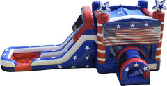 American Flag Double Combo Bounce House Dry