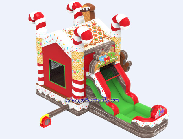 Cookies Bakehouse Gingerbread Bounce House Combo Christmas Rental Chicago