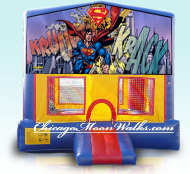 Superman Bounce House Inflatable Rental Chicago Illinois Moonwalks Party Bouncy Castle