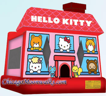 Hello Kitty Moonwalk Bouncer Rental Chicago, Bounce House, Bouncy castle party rental, children's kids event birthday parties