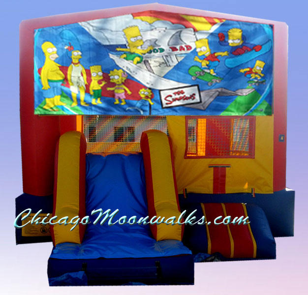 Simpsons 3 in 1 Inflatable Slide Combo Bounce House Rental Chicago Illinois