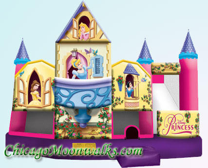 3D Disney Princess 5 in 1 Inflatable Combo Rental Chicago Moonwalks Bounce House