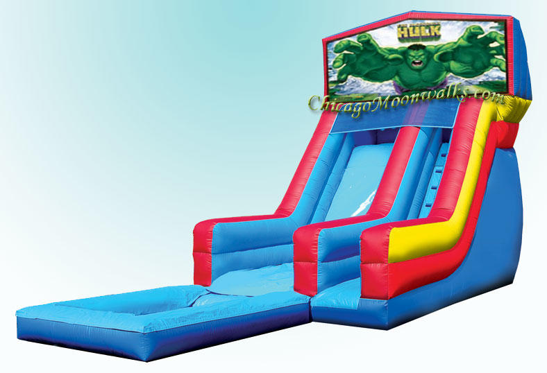 Incredible Hulk Water Slide with Pool Inflatable rental Chicago IL