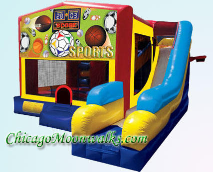 Sports 7 in 1 Combo Bounce House Inflatable Rental Chicago Illinois Moonwalks Party Bouncy Castle