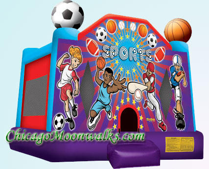 Sports Deluxe Bounce House Inflatable Rental Chicago Illinois Moonwalks Party