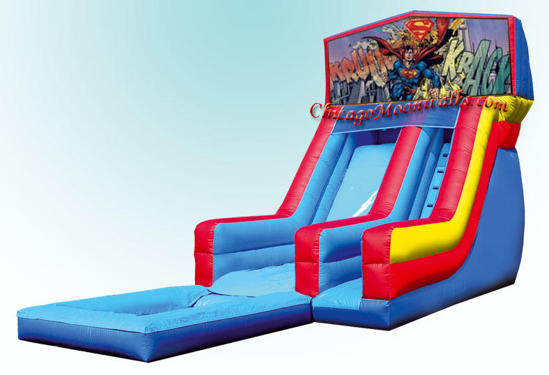 Superman Super Heroic Water Slide with Inflatable Pool, Rental in Chicago IL and Suburbs