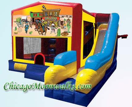 Western Cowboy 7 in 1 Inflatable Slide Combo Bounce House Rental Chicago Illinois