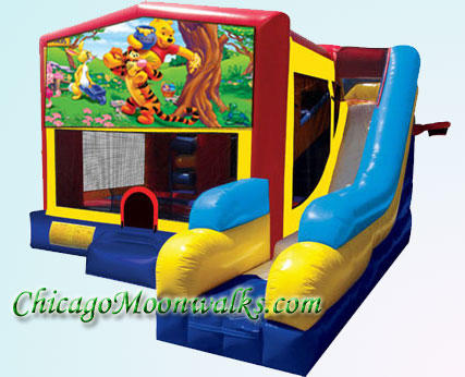 Winnie The Pooh 7 in 1 Inflatable Slide Combo Bounce House Rental Chicago Illinois