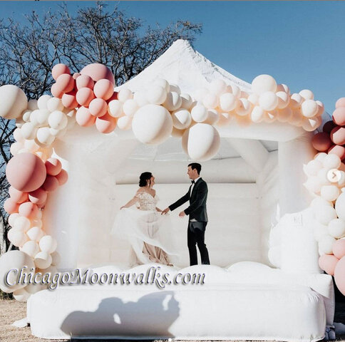 White Wedding Bounce House Rental Chicago Inflatable Bouncy Castle Dance Party