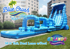 Blue Crush Dual Lane Water Slide - 30 Feet Tall w/Slip n Slide Extension & GIANT POOL!