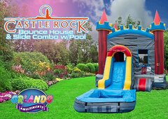 Castle Rock Combo Bounce House w/Dual Lane Water Slide & Giant Pool