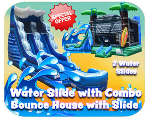15 Foot Blue Wave Water Slide and Tropical Combo Package
