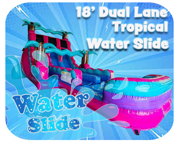 18 Ft Dual Lane Tropical Water Slide 18 Ft Dual Lane Tropical Water Slide