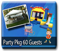 Party Package for 60 Guest and a Combo Bounce House