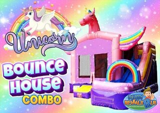 Unicorn Bounce House Combo<p>(<span style='color: #00ccff;'>Wet</span>/<span style='color: #ff9900;'>Dry</span>)</p>