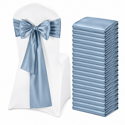 Dusty Blue Satin Chair Sash Dusty Blue Satin Chair Sash