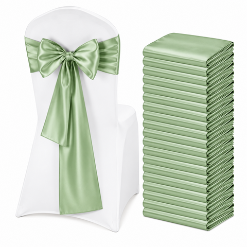 Sage Green Satin Chair Sash Sage Green Satin Chair Sash