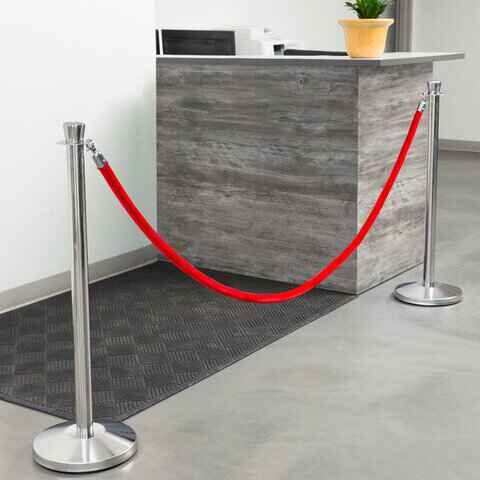 One 8ft Red Rope and Two SILVER Stanchion Set (Two stanchions and one rope) One 8ft Red Rope and Two SILVER Stanchion Set (Two stanchions and one rope)