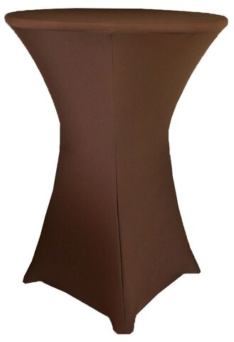 High top tables with chocolate brown spandex cover Included High top tables with chocolate brown spandex cover Included