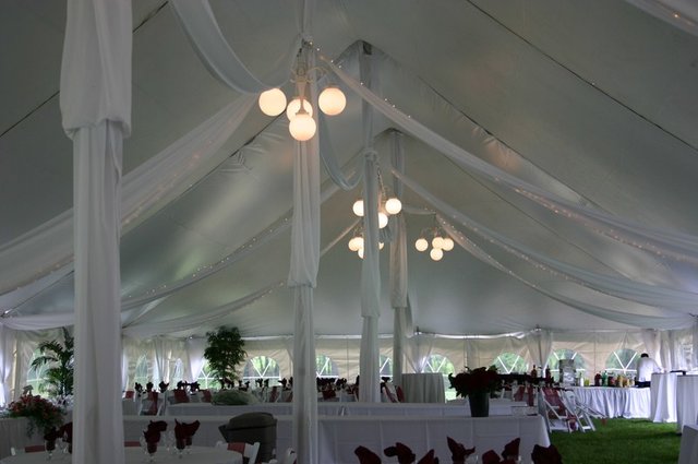 Tent center pole globe lighting Tent center pole globe lighting