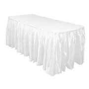 White Satin Skirting 14ft x 29 Inch (No plastic tables) 14 clips White Satin Skirting 14ft x 29 Inch (No plastic tables) 14 clips