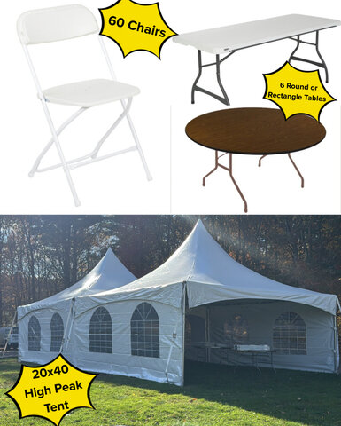 20x40 High Peak Tent Package - Seats 60 20x40 High Peak Tent Package - Seats 60